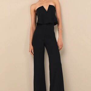 Lulus Elegant Black Strapless Jumpsuit